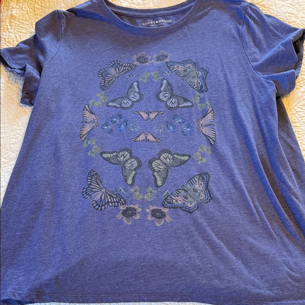 Lucky Brand Indigo Butterfly Tee